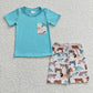 Promotion Baby Boy Short Sleeves Pocket Shirt Animal Shorts Outfit