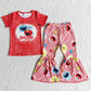 Promotion Baby Girls Red Shirt Awesome Bell Pants Set