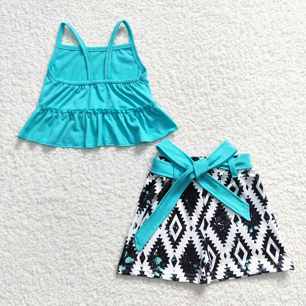 Promotion Baby Girl Cotton Tops Aztec Shorts Summer Outfit