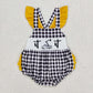 Baby Girl Line Man Checkered Sibling Ruffle Romper Set