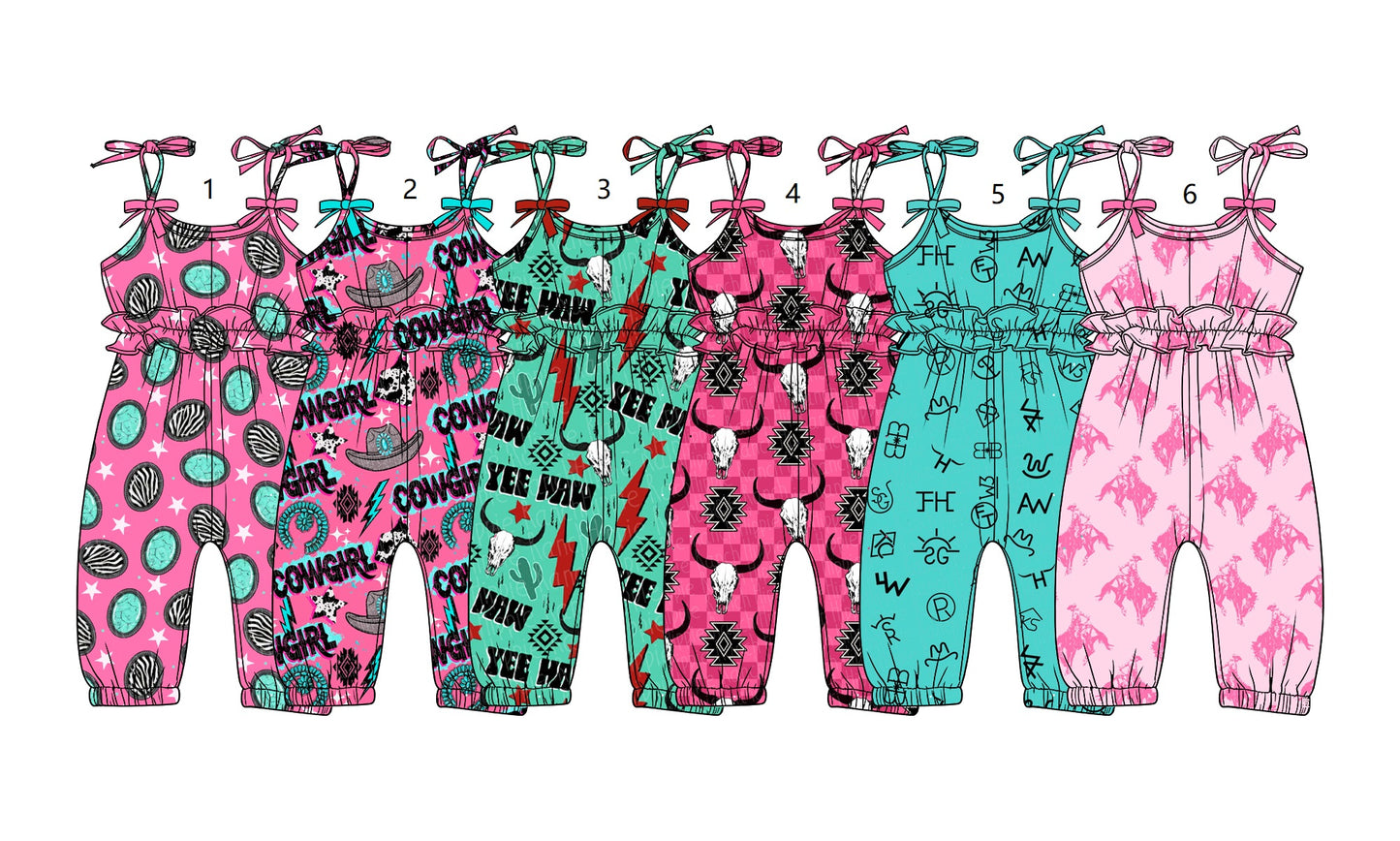 ( Moq 5 Each Style ) Sibling Baby Girls Kids Straps Western Pants Jumpsuits