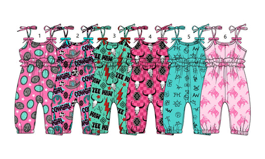 ( Moq 5 Each Style ) Sibling Baby Girls Kids Straps Western Pants Jumpsuits