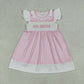 Sibling Baby Girls Kids Short Sleeves Embroidery Sister Pink Stripes Bubble Romper Dress Clothes RTS