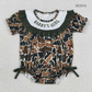 Baby Girls Short Sleeves Embroidery Daddy's Girl Brown Green Camo Bows Bubble Romper RTS