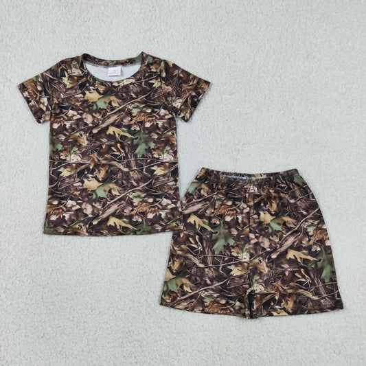 Baby Boys Kids Short Sleeves Shirt Shorts Leaves Camo Set Summer Clothes RTS