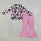 Baby Girls Kids Halloween Bows Zipper Pockets Tops Pink Pants Set Clothes RTS