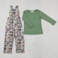 Baby Boy Long Sleeves Green Cotton Shirt Camo Straps Jumpsuit Clothes Set