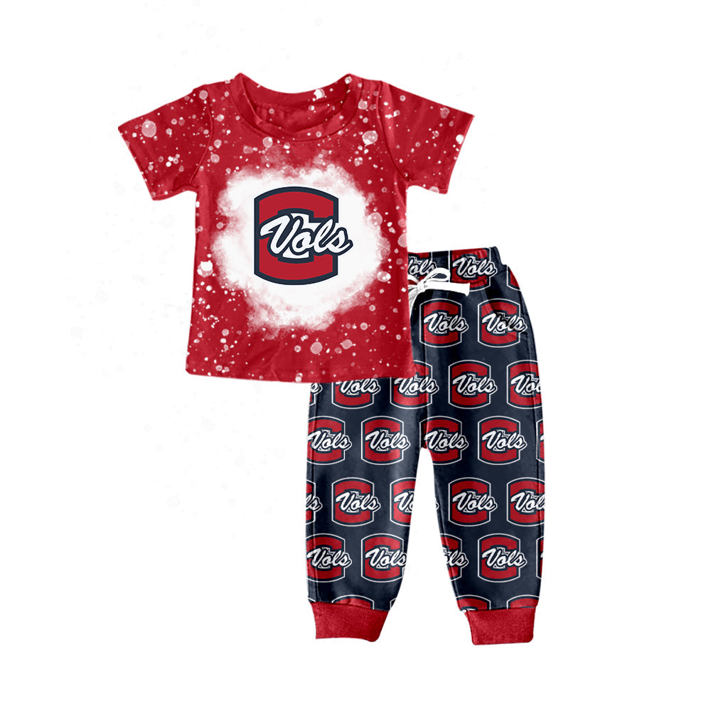 Baby Boy Red Short Sleeves Tee Shirt Pants Team Set