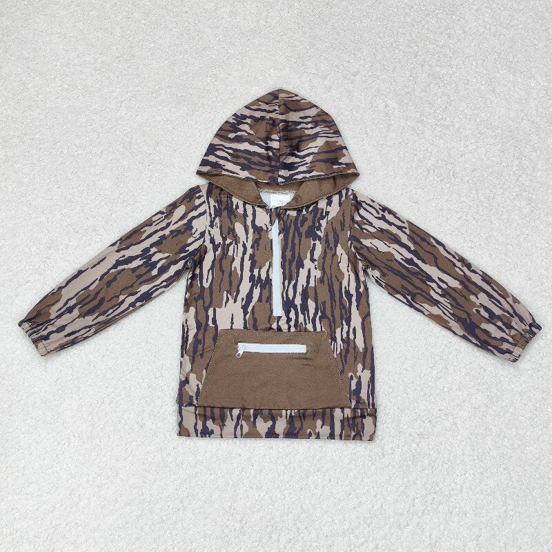 Baby Boy Girl Sibling Camo Hoodie Zipper Pullover Shirt Tops