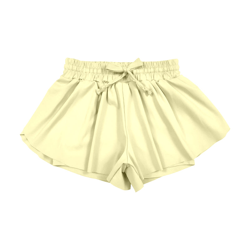 ( Moq 5 ) Preorder Baby Girls Kids Yellow Ruffle Shorts Bottom Yoga Clothes
