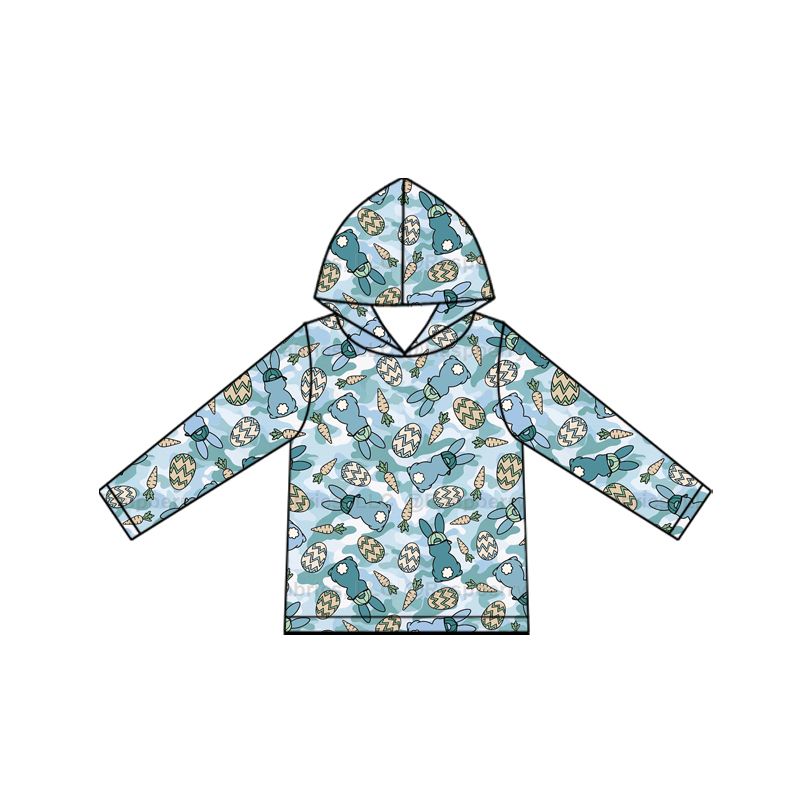 ( Moq 5 ) Preorder Baby Boys Kids Rabbits Carrots Eggs Easter Pullover Shirt Camo Clothes