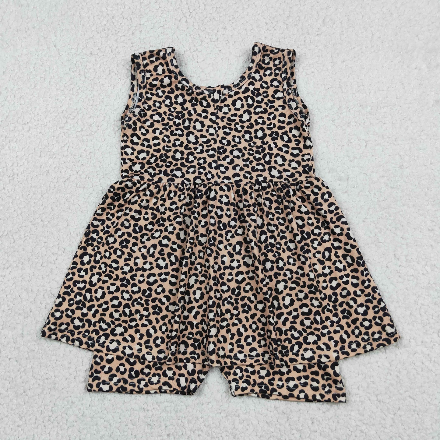 Baby Girl Infant Sleeveless Leopard Ruffle Zipper Romper Clothes RTS