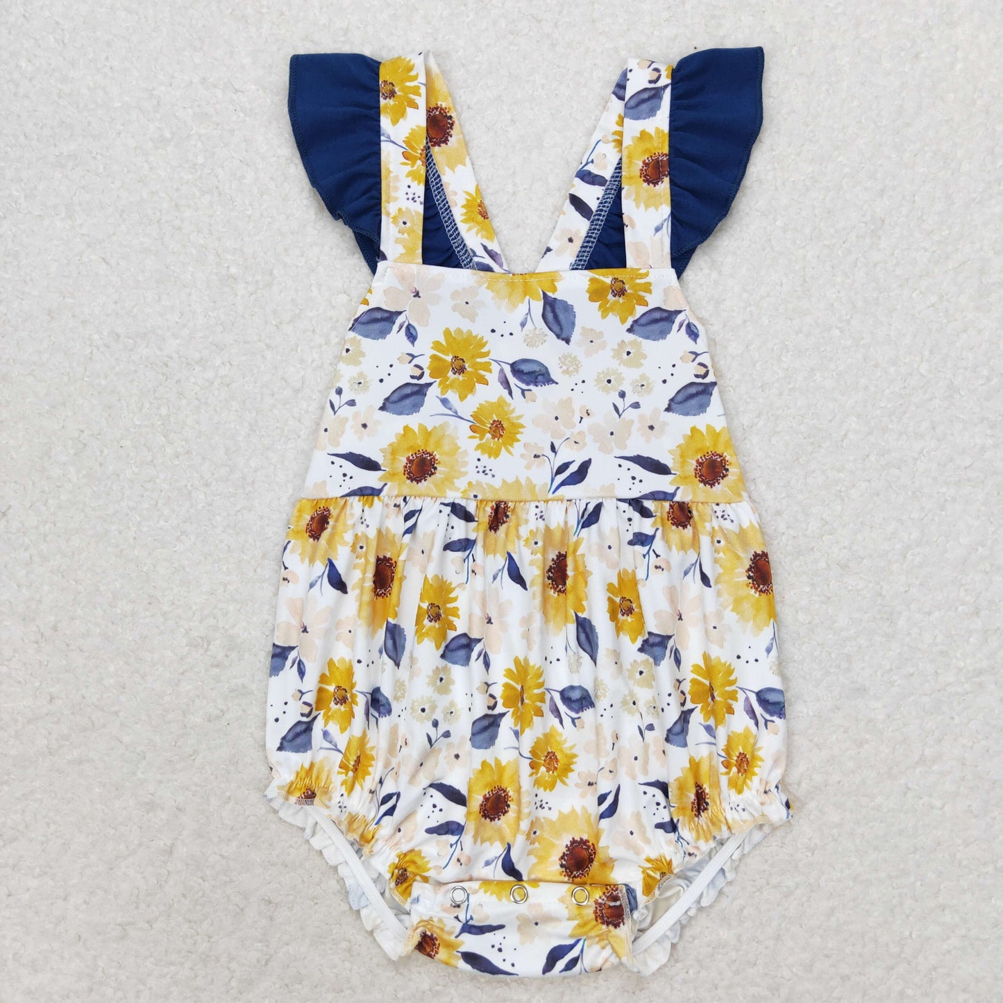 Baby Girl Yellow Flower Bubble Summer One Piece Romper