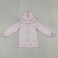 Baby Girls Kids Pink Long Sleeves Bows Hoodie Zipper Pockets Cardigan Tops RTS