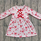 Baby Girl Long Sleeves Santa Bows Hearts Christmas Ruffle Knee Length Dress RTS