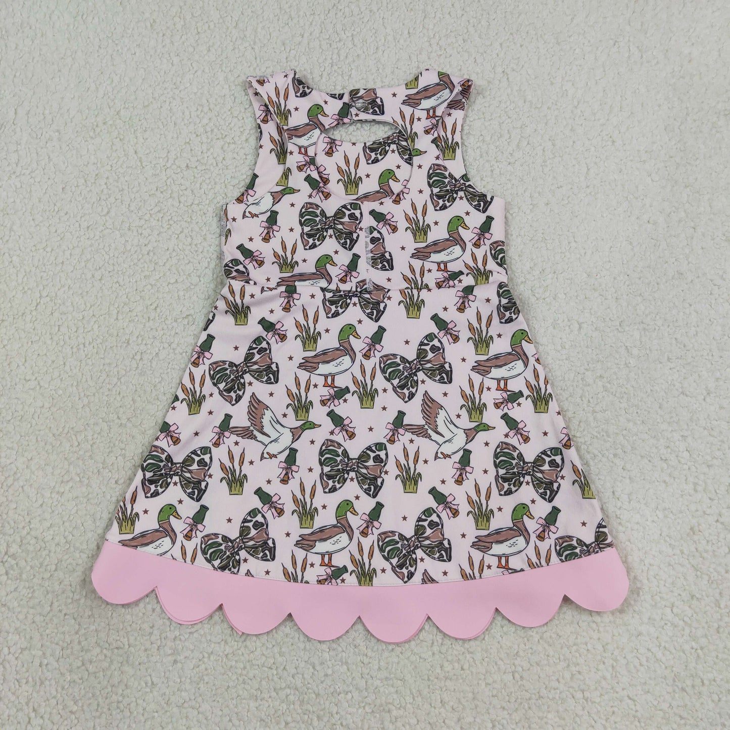 Baby Girls Kids Ducks Bows Yoga Active Scallop Dress Hunting Clothes RTS