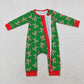 Sibling Boys Girls Christmas Candy Cane Zipper Romper Pajamas Green Set Clothes RTS