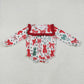 Baby Girl Toddler Long Sleeves Christmas Bows Sibling Red Ruffle Romper Dress Set RTS