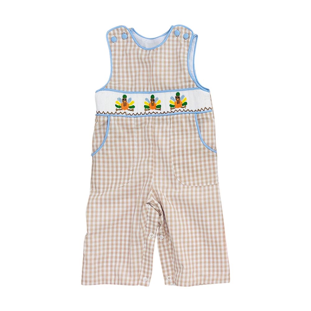 ( No moq ) Preorder Baby Boy Infant turkey Plaid Pockets Fall Romper