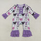 Baby Girl Long Sleeves Bows Purple Ruffle Halloween Romper RTS