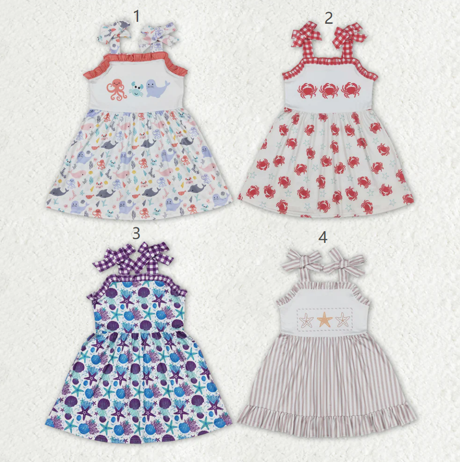 Sibling Baby Girls Kids Straps Knee Length Dresses Summer Clothes