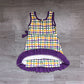 ( No moq ) Preorder Baby Girls Kids Sleeveless Shorts Scallop Plaid Yoga Dress Mardi Gras Clothes