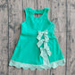 ( No moq ) Preorder Baby Girls Sleeveless Green Plaid Bows with Shorts Yoga Scallop Dress
