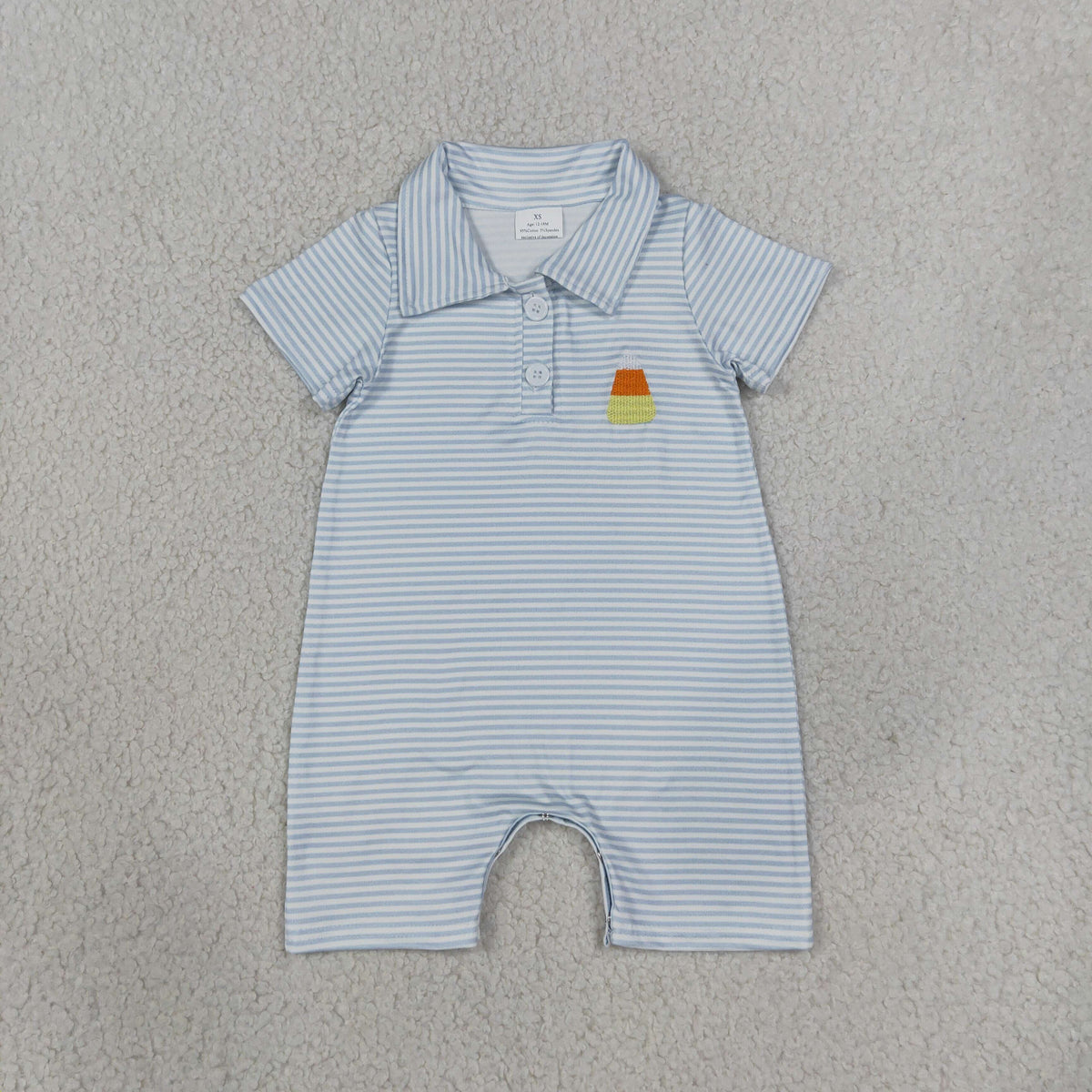 Baby Boys Kids Embroidery Candy Blue Stripes Halloween Romper Clothes RTS