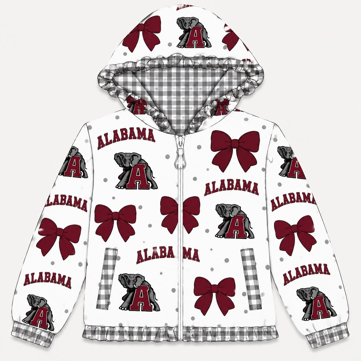 ( Moq 5 ) Preorder Baby Girl Kids Elephant Bows Pockets Zipper Hoodie Jacket Coat Team Tops