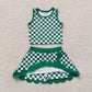 Baby Girls Kids Green Checked Tops Scallop Skirt Shorts Yoga Active Set Clothes RTS