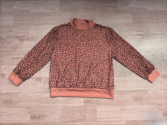 ( No moq ) Preorder Adult Women Long Sleeves Leopard Shirt Tops Brown Pullover Clothes