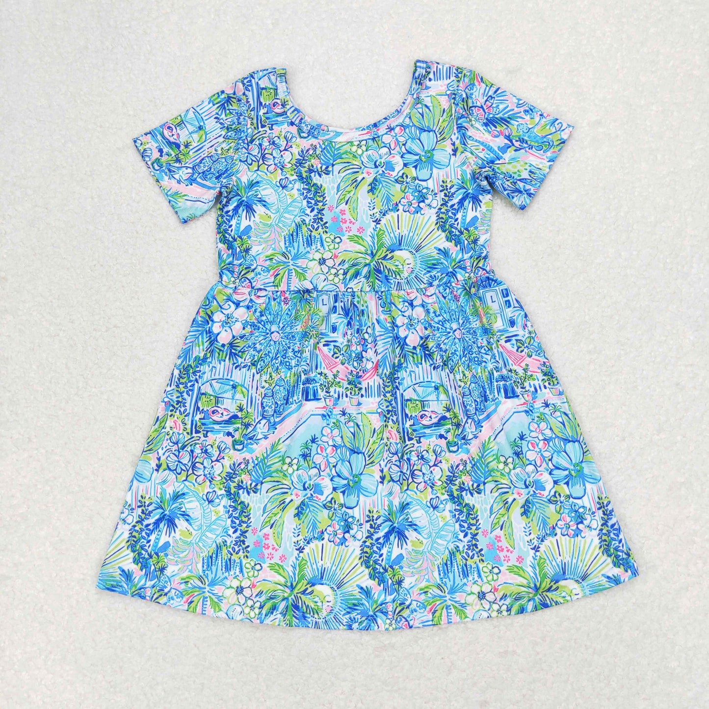 Baby Girl Short Sleeves Floral Summer Dress