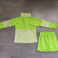 ( No moq ) Preorder Baby Girls Kids Green Stripes Zipper Pullover Shorts Yoga Active Set Clothes