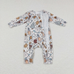 Sibling Baby Boys Girls Infant Long Sleeves Christmas Snowman Cakes Zipper Romper Pajamas Set RTS
