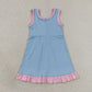 Baby Girls Kids Sleeveless Shorts Pink Scallop Blue Dress Yoga Active Clothes RTS