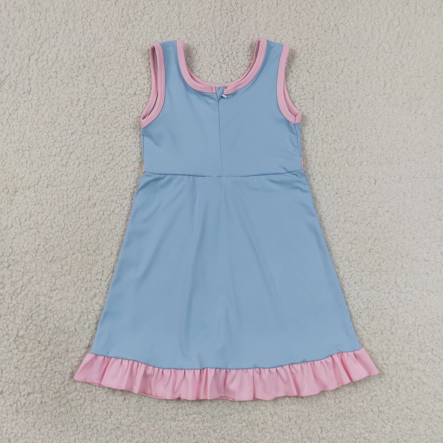 Baby Girls Kids Sleeveless Shorts Pink Scallop Blue Dress Yoga Active Clothes RTS