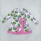 Baby Girls Kids Long Sleeves Christmas Green Face Bows Scallop Dress Yoga Active Clothes RTS