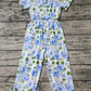 Baby Girl Short Sleeves Flower Pockets Pants Jumpsuit