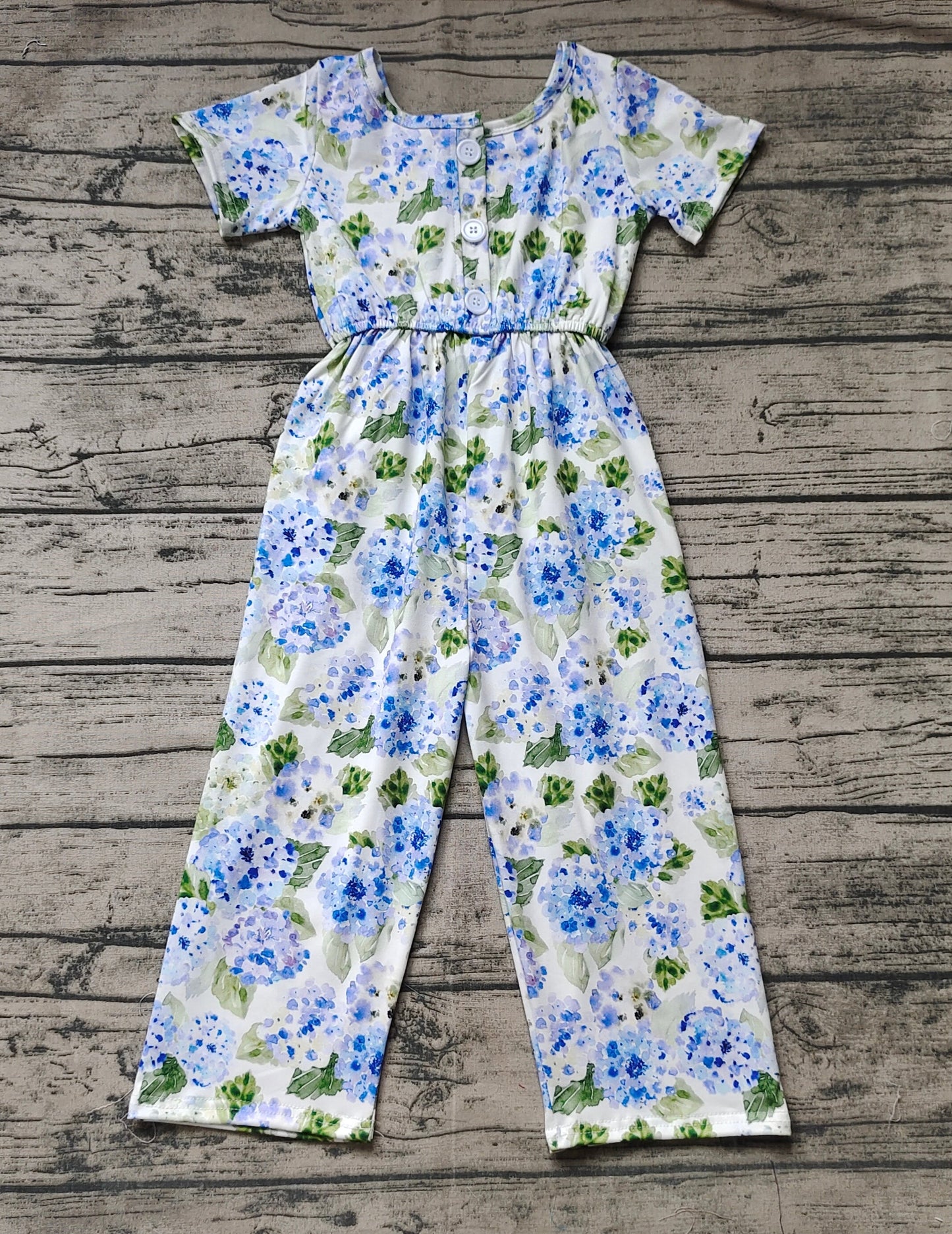 Baby Girl Short Sleeves Flower Pockets Pants Jumpsuit