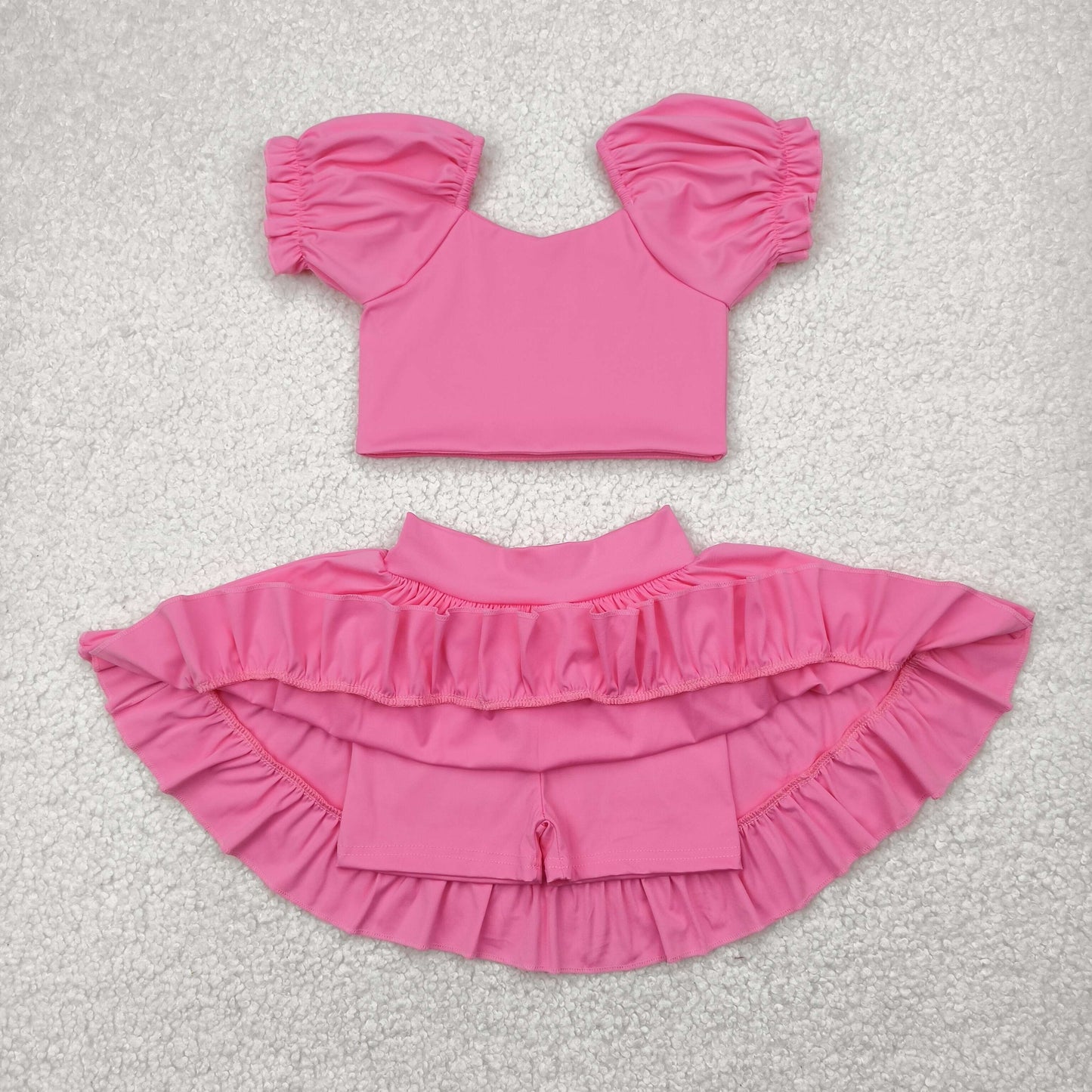 Baby Girl Pink Shirt Tops Skirt Yoga Active Wear Clothes Set RTS