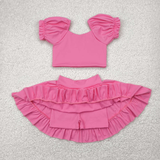 Baby Girl Pink Shirt Tops Skirt Yoga Active Wear Clothes Set RTS