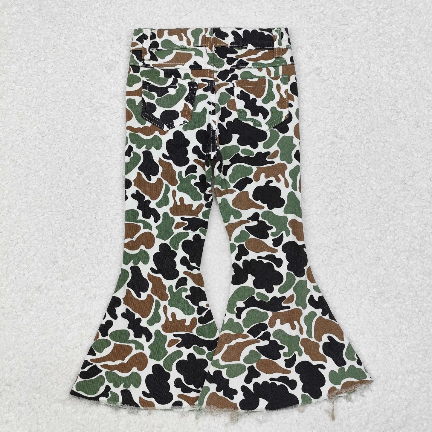 Baby Girl Brown Camo Bell Flare Denim Pants