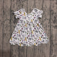 Baby Girls Kids Short Sleeves Flower Back to School Scallop Dress Clothes RTS