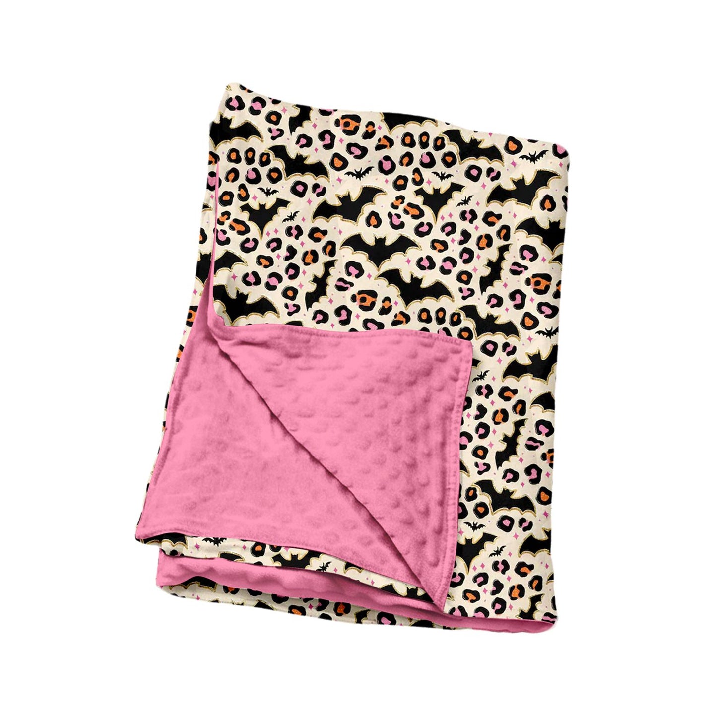 ( Moq 5 ) Preorder Baby Girls Kids Bats Leopard Halloween Blanket