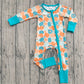 Baby Girl Long Sleeves Pumpkins Flower Zipper Fall Romper RTS