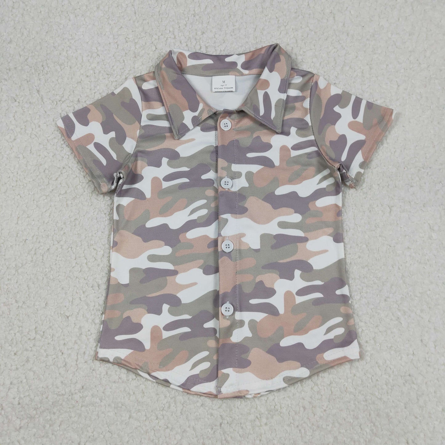 Baby Boys Camo Pattern Short Sleeves Buttons Cardigan Shirt RTS