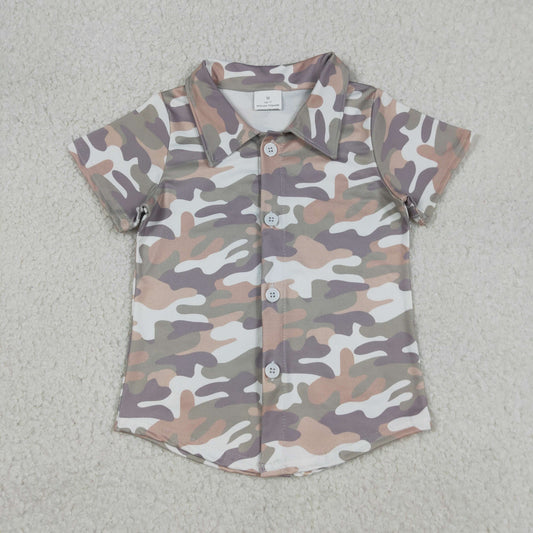 Baby Boys Camo Pattern Short Sleeves Buttons Cardigan Shirt RTS