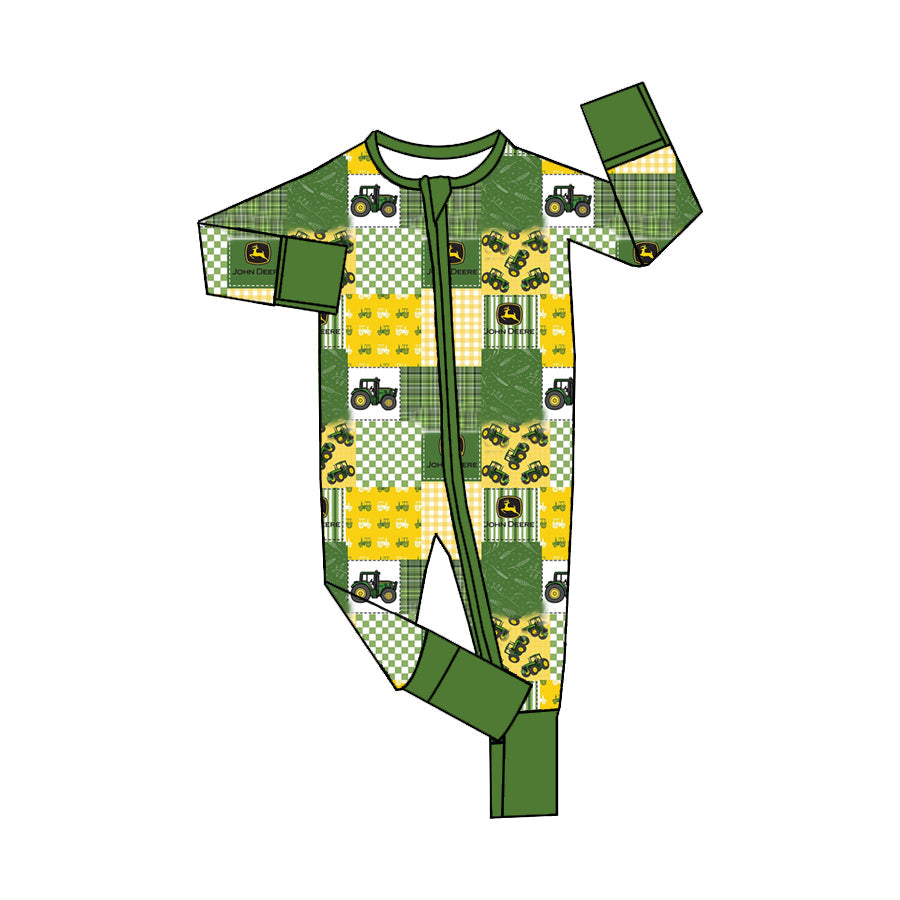 Baby Boy Long Sleeves Tractors Sleeper Zipper Romper