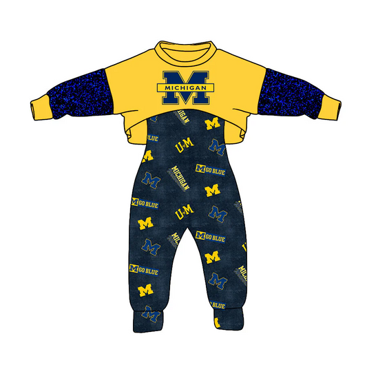 Baby Girl Michigan 2pcs Jumpsuit Team Set