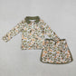 Baby Girls Long Sleeves Orange Green Camo Zipper Pullover Skirt Shorts Set RTS